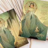 Aqua Gold Art Nouveau Wedding Menu Kaart