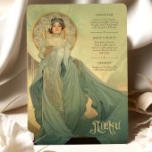 Aqua Gold Art Nouveau Wedding Menu Kaart