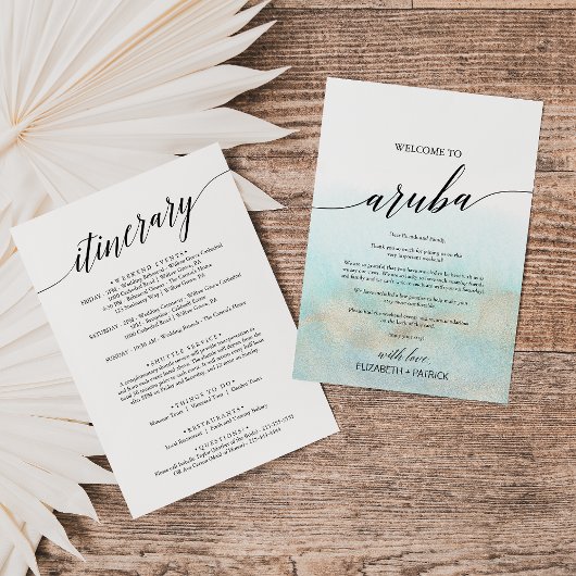 Aqua Gold Beach Aruba Welkomstbrief en reisroute