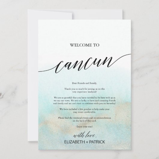 Aqua Gold Beach Cancun Welkomstbrief & reisroute (Voorkant)