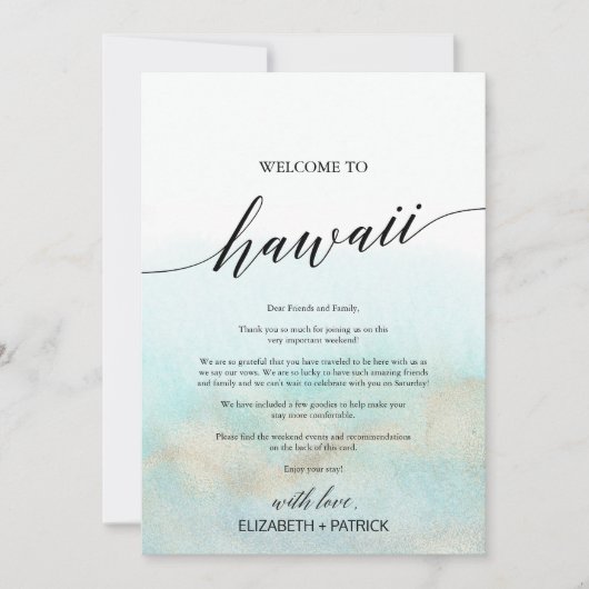 Aqua Gold Beach Hawaii Welkomstbrief & reisroute (Voorkant)