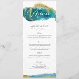 Aqua Gold Beach Wedding Menu of Program Card