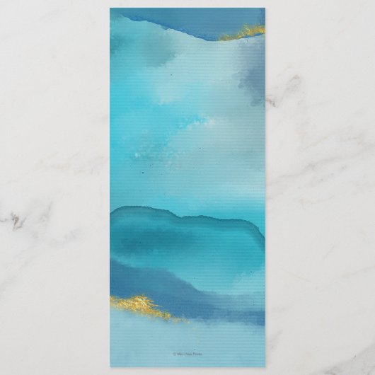 Aqua Gold Beach Wedding Menu of Program Card (Achterkant)