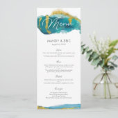 Aqua Gold Beach Wedding Menu of Program Card (Staand voorkant)