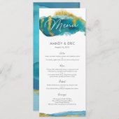 Aqua Gold Beach Wedding Menu of Program Card (Voorkant / Achterkant)