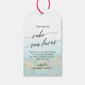 Aqua Gold Beach Welkom op Cabo San Lucas Wedding Cadeaulabel (Voorkant)
