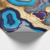 Aqua Gold Blue Paarse Agaat Agaat Cadeaupapier (Hoek)