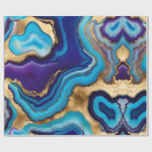Aqua Gold Blue Paarse Agaat Agaat Cadeaupapier (Vlak)