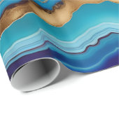 Aqua Gold Blue Paarse Agaat Agaat Cadeaupapier (Rol Hoek)