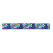 Aqua Gold Blue Paarse Agaat Agaat Grosgrain Lint (Voorkant)