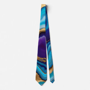 Aqua Gold Blue Paarse Agaat Agaat Stropdas