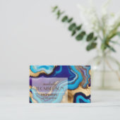 Aqua Gold Blue Paarse Agaat Agaat Visitekaartje (Staand voorkant)