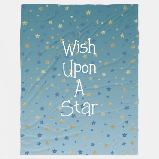 Aqua Gold Blue Wish Upon A Star Fleece Deken (Voorkant)