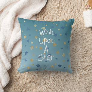 Aqua Gold Blue Wish Upon A Star Kussen