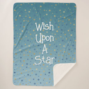 Aqua Gold Blue Wish Upon A Star Sherpa Deken