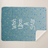 Aqua Gold Blue Wish Upon A Star Sherpa Deken (Voorkant (horizontaal))
