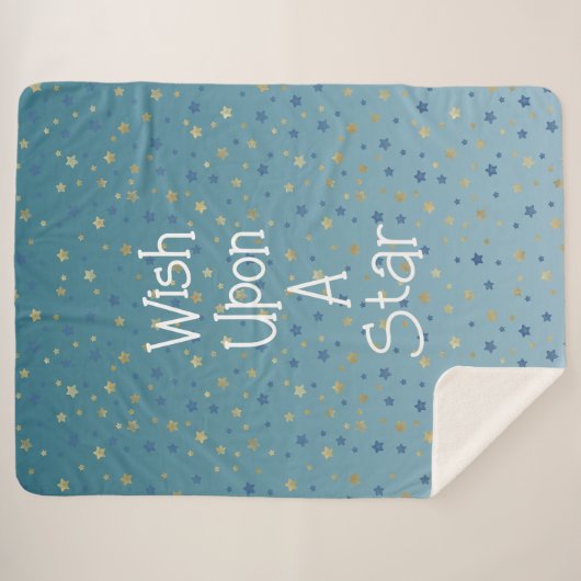 Aqua Gold Blue Wish Upon A Star Sherpa Deken (Voorkant (horizontaal))