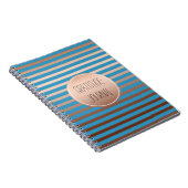 Aqua Gold Bronze Stripes Ombre Dankbaarheid Notitieboek (Rechterzijde)