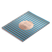 Aqua Gold Bronze Stripes Ombre Dankbaarheid Notitieboek (Linkerzijde)