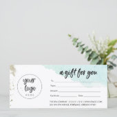 Aqua Gold Business Cadeaubon met Logo (Staand voorkant)