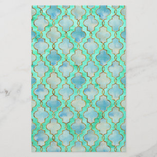 Aqua gold en Green Maroccan patroon Briefpapier