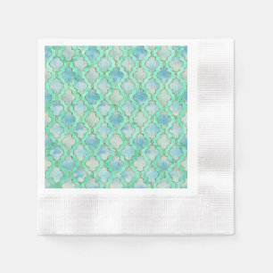 Aqua gold en Green Maroccan patroon Servet