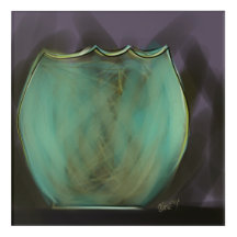 Aqua Gold Expressief glazen vat op Aubergine