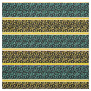 Aqua/gold floral-gold/white stripe - zwart stof