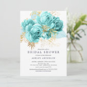 Aqua & Gold Floral Vrijgezellenfeest Kaart (Staand voorkant)