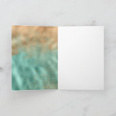 Aqua Gold Glitter Confetti Kaart (Binnen)