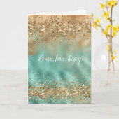 Aqua Gold Glitter Confetti Kaart (Gele Bloem)