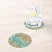 Aqua Gold Glitter Confetti Kartonnen Onderzetters (Insitu)