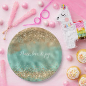 Aqua Gold Glitter Confetti       Papieren Bordje (Feest)