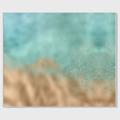 Aqua Gold Glitter Glitter Cadeaupapier (Vlak)