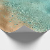 Aqua Gold Glitter Glitter Cadeaupapier (Hoek)