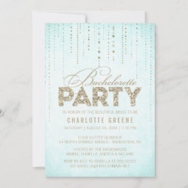 Aqua & Gold Glitter Kijk Bachelorette Party Kaart