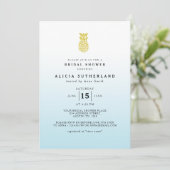 Aqua Gold Glitter Pineappel Vrijgezellenfeest Card Kaart (Staand voorkant)