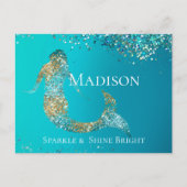 Aqua Gold Glitter Sparkle Mermaid Briefkaart (Voorkant)