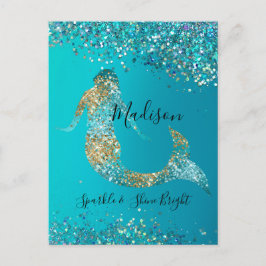 Aqua Gold Glitter Sparkle Mermaid Briefkaart