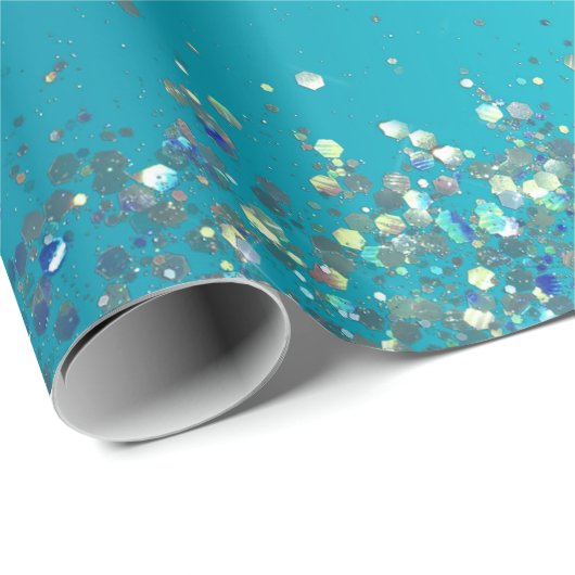 Aqua Gold Glitter Sparkle Mermaid      Cadeaupapier (Rol Hoek)