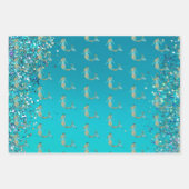 Aqua Gold Glitter Sparkle Mermaid Inpakpapier Vel (Voorkant)