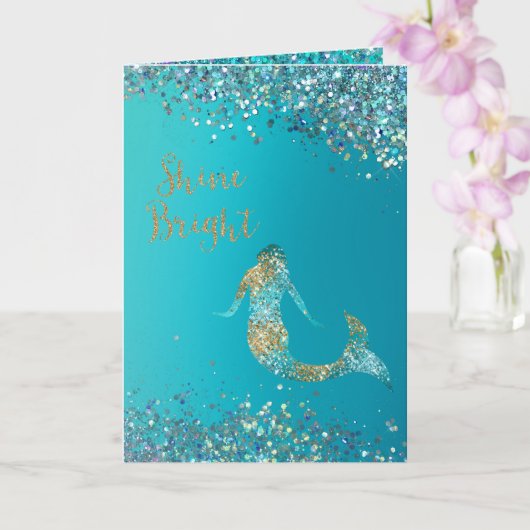 Aqua Gold Glitter Sparkle Mermaid Kaart (Orchidee)
