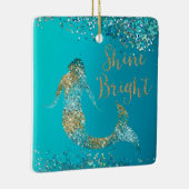 Aqua Gold Glitter Sparkle Mermaid Keramisch Ornament (Rechts)