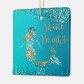Aqua Gold Glitter Sparkle Mermaid Keramisch Ornament (Links)