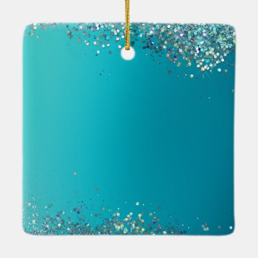 Aqua Gold Glitter Sparkle Mermaid Keramisch Ornament (Achterkant)
