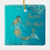 Aqua Gold Glitter Sparkle Mermaid Keramisch Ornament (Voorkant)