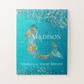 Aqua Gold Glitter Sparkle Mermaid Legpuzzel (Verticaal)