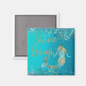 Aqua Gold Glitter Sparkle Mermaid Magneet (Voorkant / Achterkant)