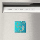 Aqua Gold Glitter Sparkle Mermaid Magneet (Insitu (Vaatwasser))