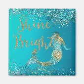 Aqua Gold Glitter Sparkle Mermaid Magneet (Voorkant)